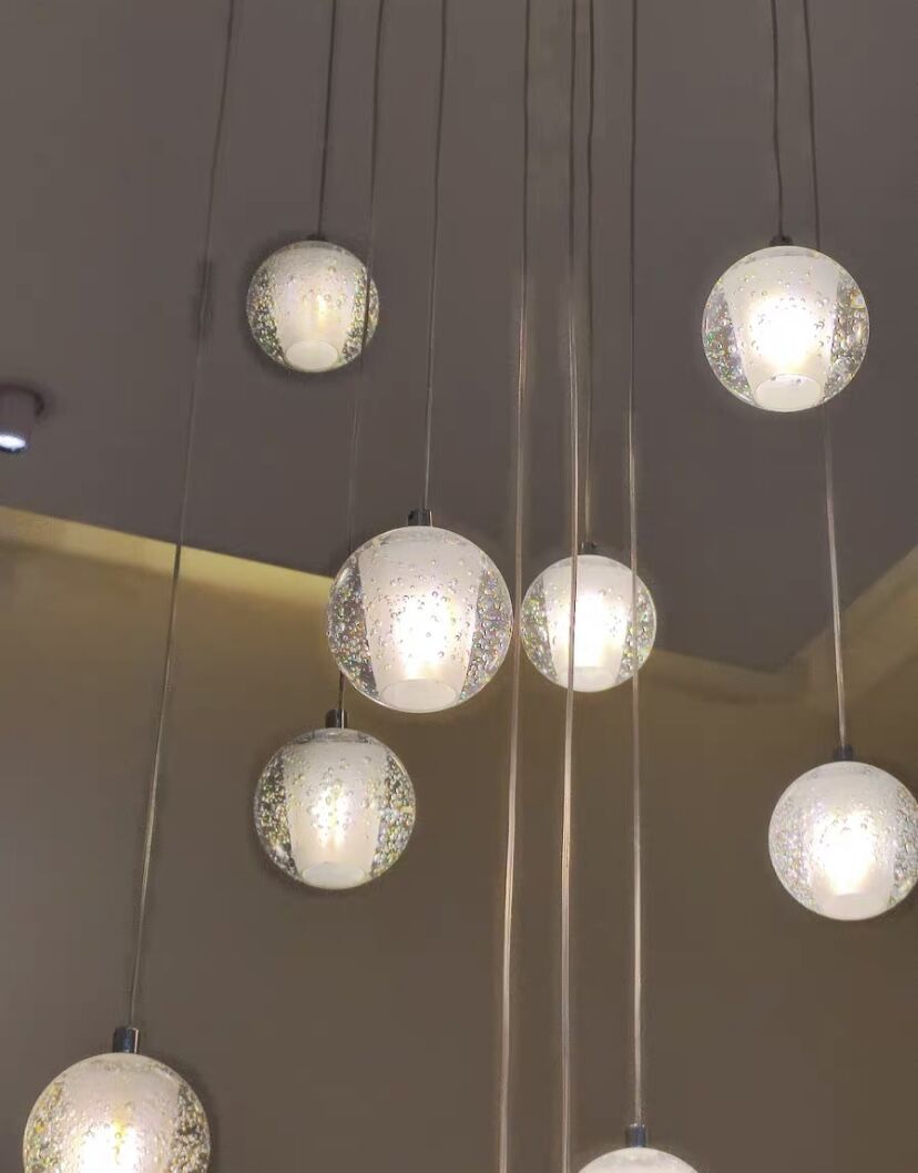 Oversized Nordic Art Round Air Bubbles Chandelier for Staircases