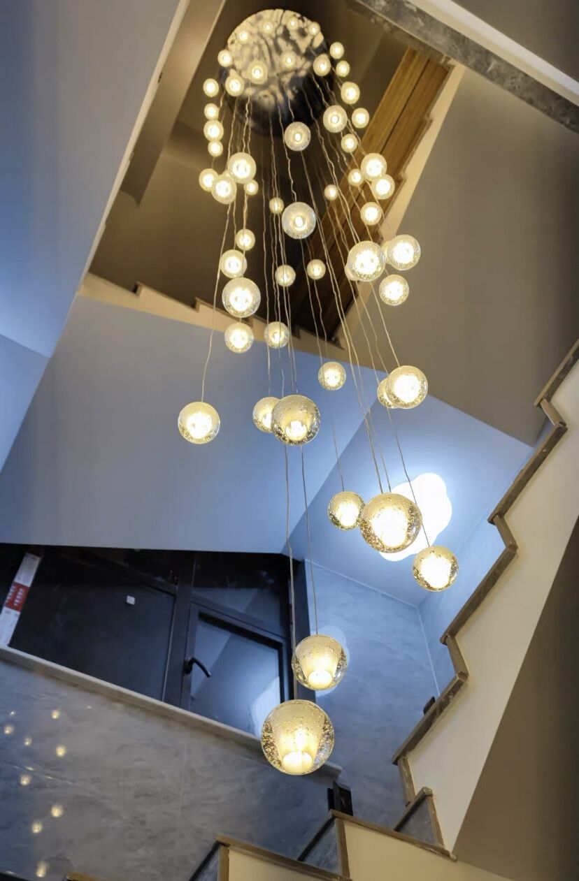 Oversized Nordic Art Round Air Bubbles Chandelier for Staircases