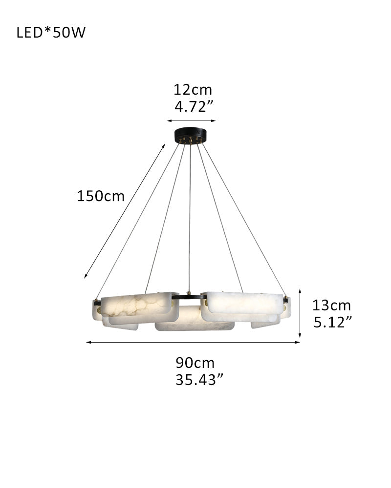 Modern Linear Black Metal Elegant Alabaster Pendant for Living room Lighting