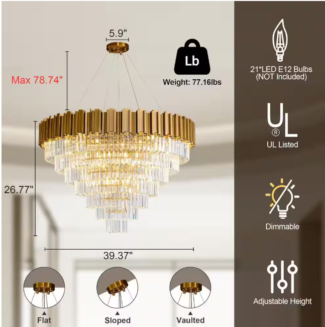 Modern Chrome Crystal Chandelier