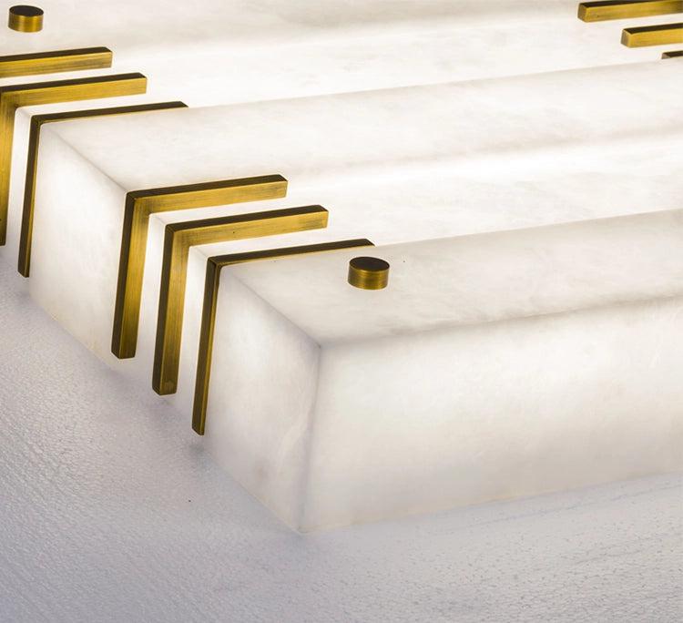 Elegant Square Alabaster Brass Ceiling Lamp – Soft Ambient Light