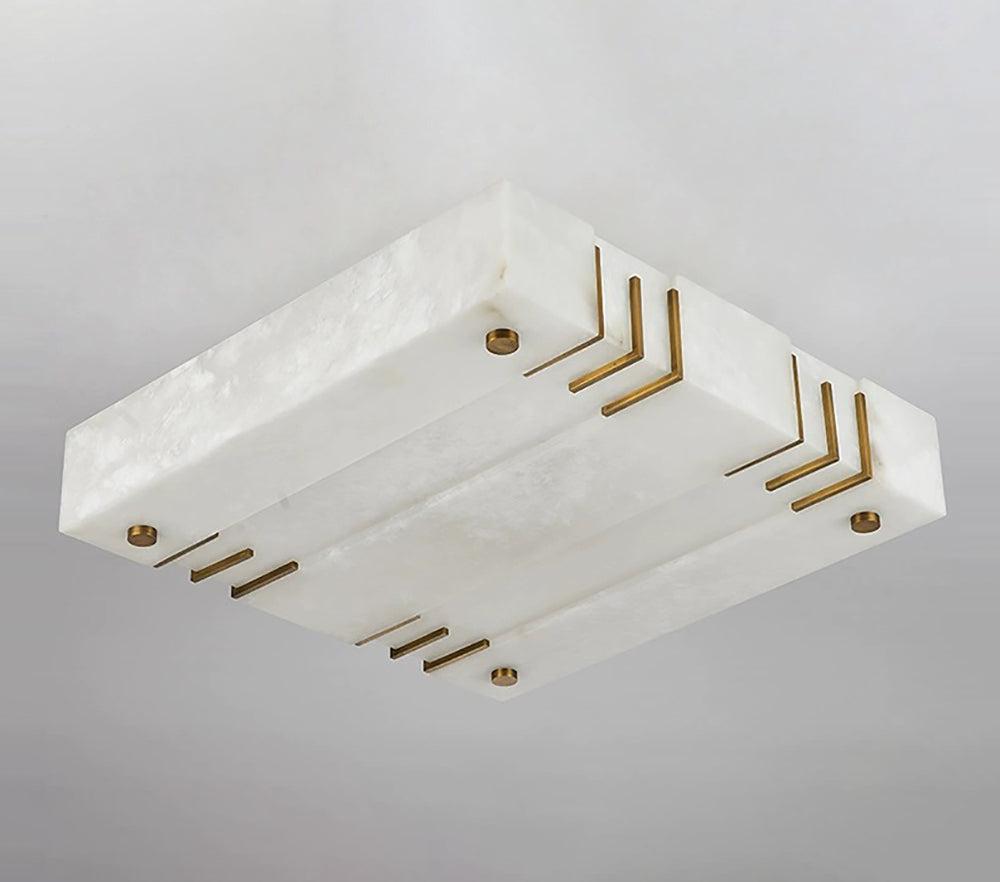Elegant Square Alabaster Brass Ceiling Lamp – Soft Ambient Light