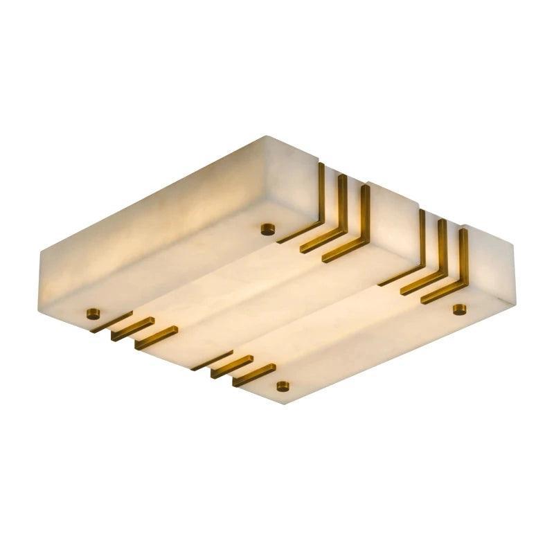 Elegant Square Alabaster Brass Ceiling Lamp – Soft Ambient Light