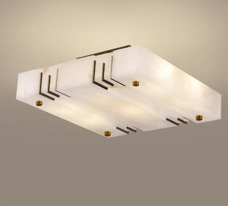 Elegant Square Alabaster Brass Ceiling Lamp – Soft Ambient Light