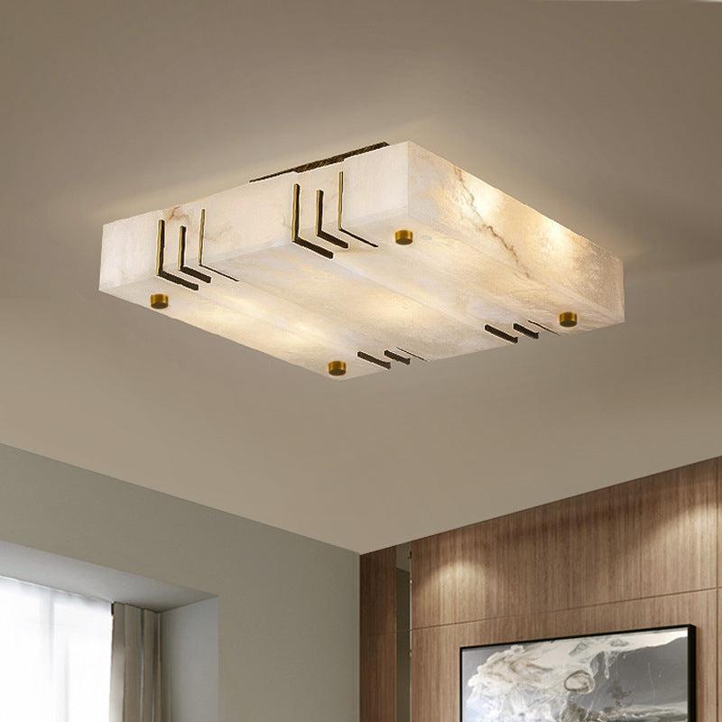 Elegant Square Alabaster Brass Ceiling Lamp – Soft Ambient Light