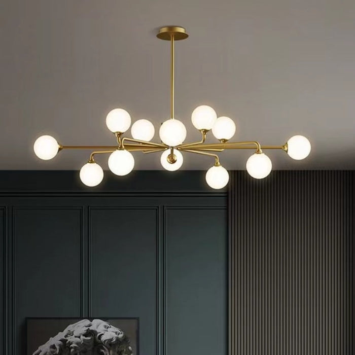 Staggered Glass Globes 6/12 Lights Chandelier Fixture Handing Light For Dining Room