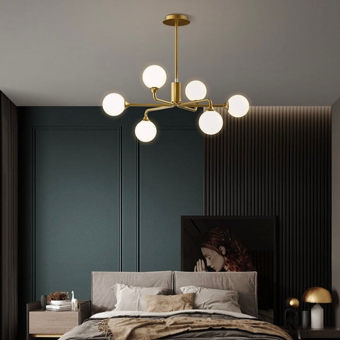 Staggered Glass Globes 6/12 Lights Chandelier Fixture Handing Light For Dining Room