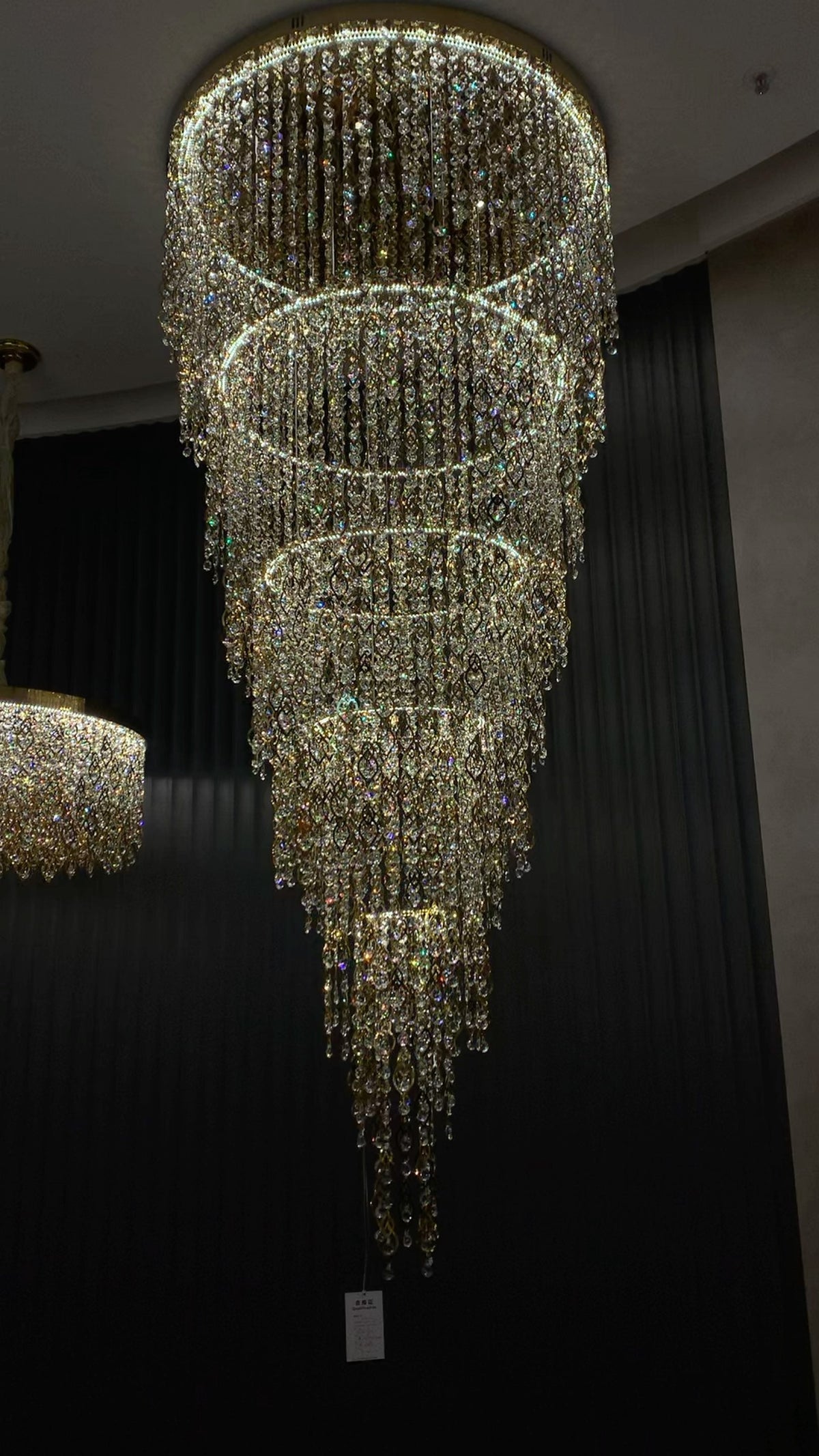 Modern Round 5-Layer Crystal Tassel Chandelier