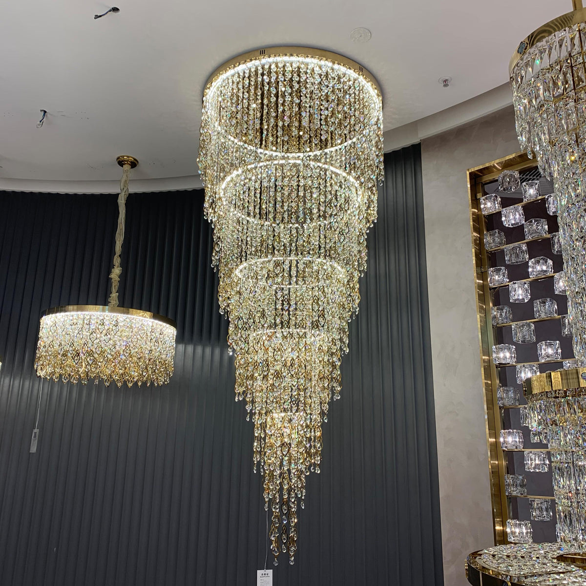 Modern Round 5-Layer Crystal Tassel Chandelier
