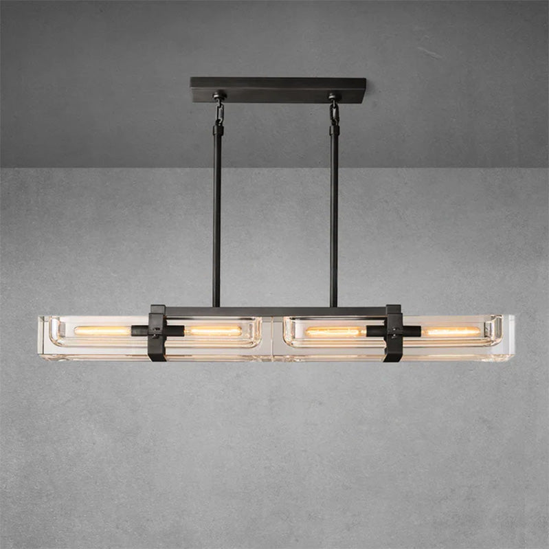 Elegant Savilen Linear Crystal Chandelier 24‑inch Lacquered Brass