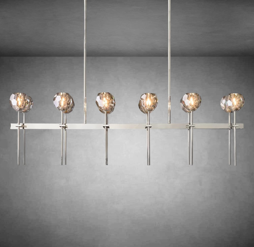 Bolura De Cristal Clear Glass Double Linear Chandelier