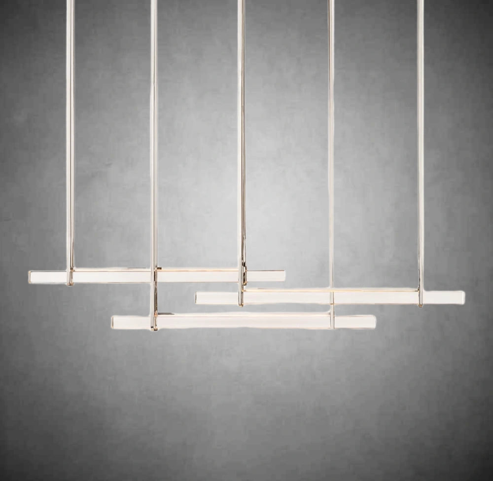 Aurivox Crystal Triple Bar Linear Chandelier