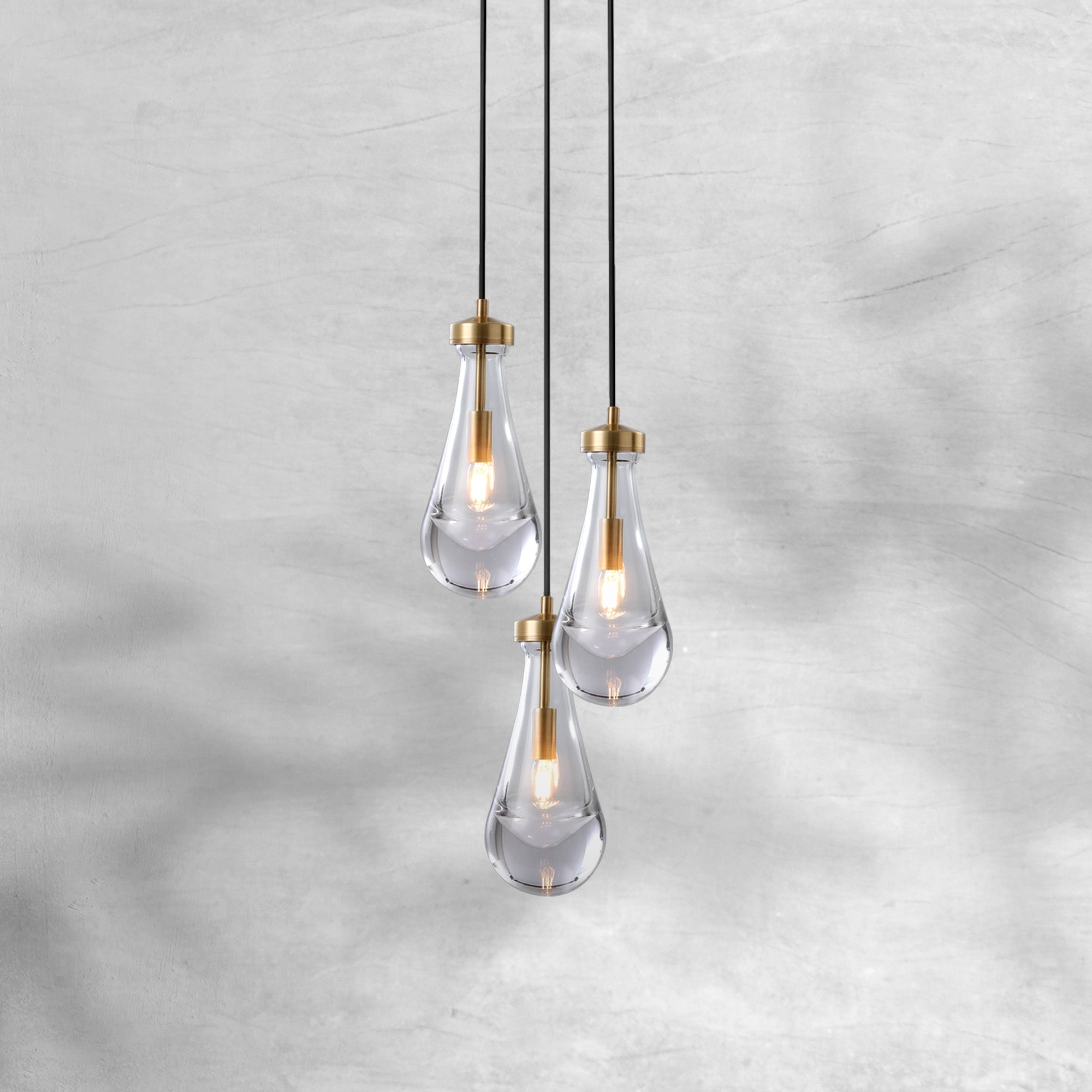 3-Light Raindrop-Shaped Circular Pendant Lamp