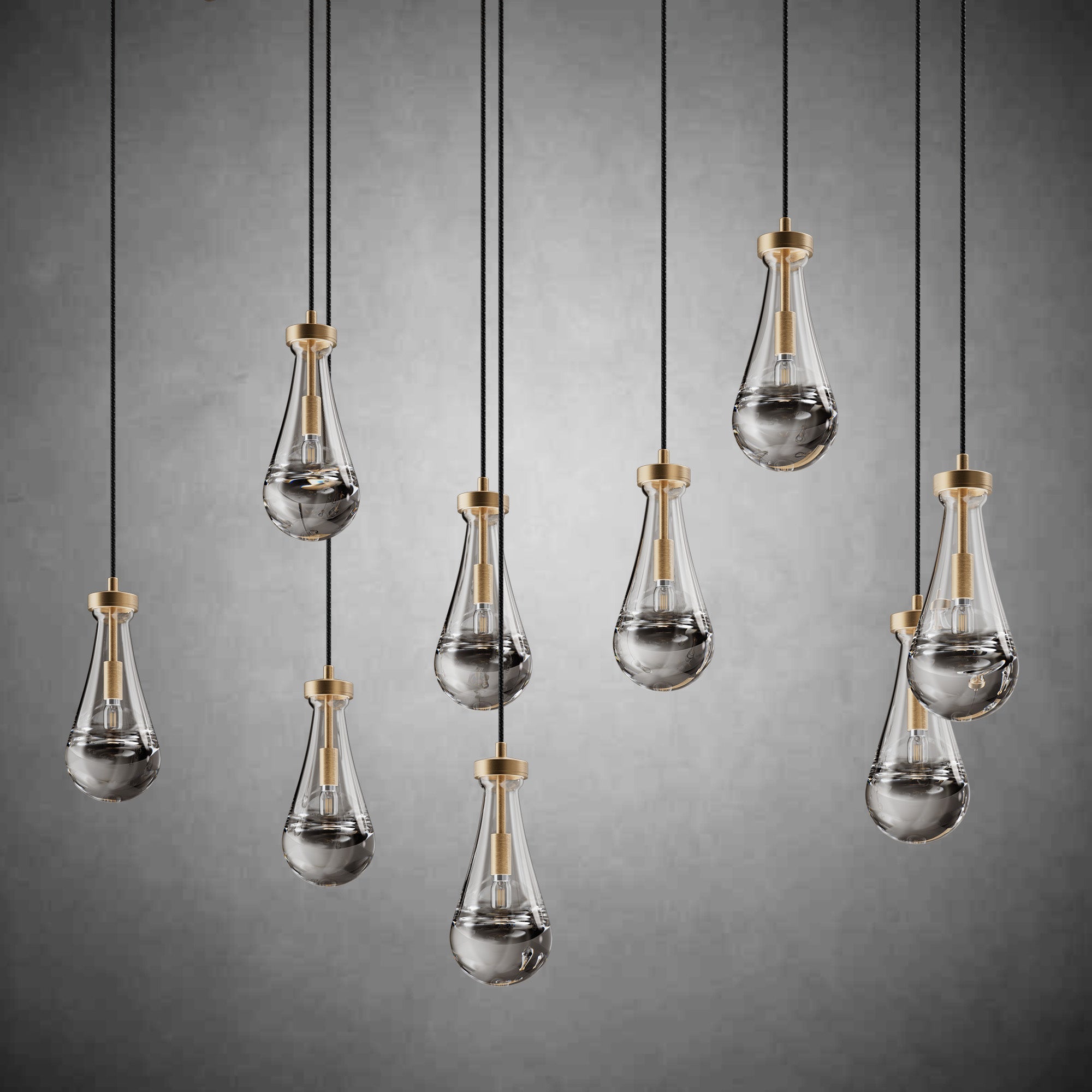 Raindrop-Shaped Island Pendant Lamp - 9 Lamps