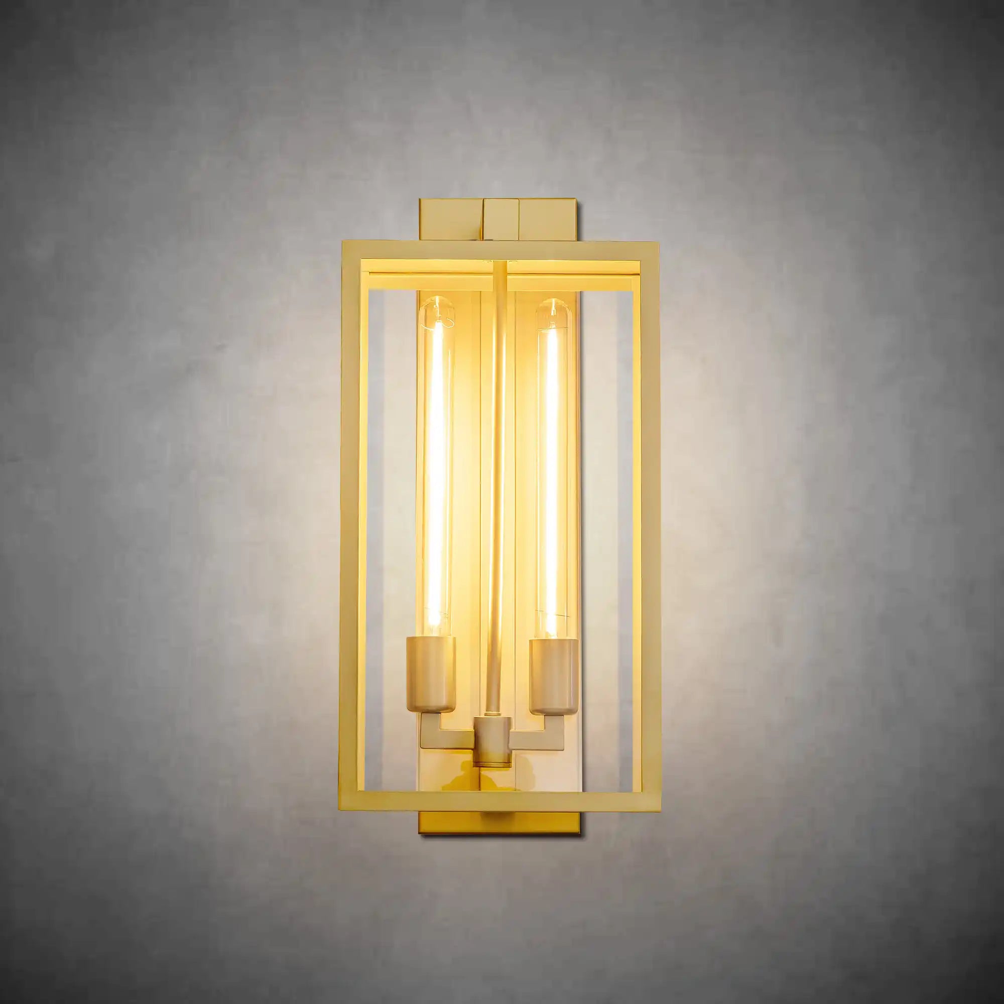 21" Gold Outdoor Wall Sconce with Glass Shade