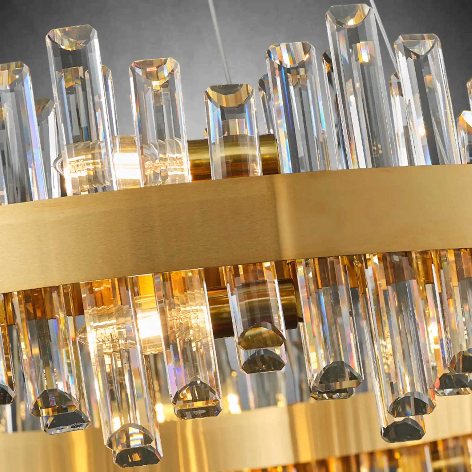 Modern Gold 2-Tier Crystal Chandelier 39.4 Inch