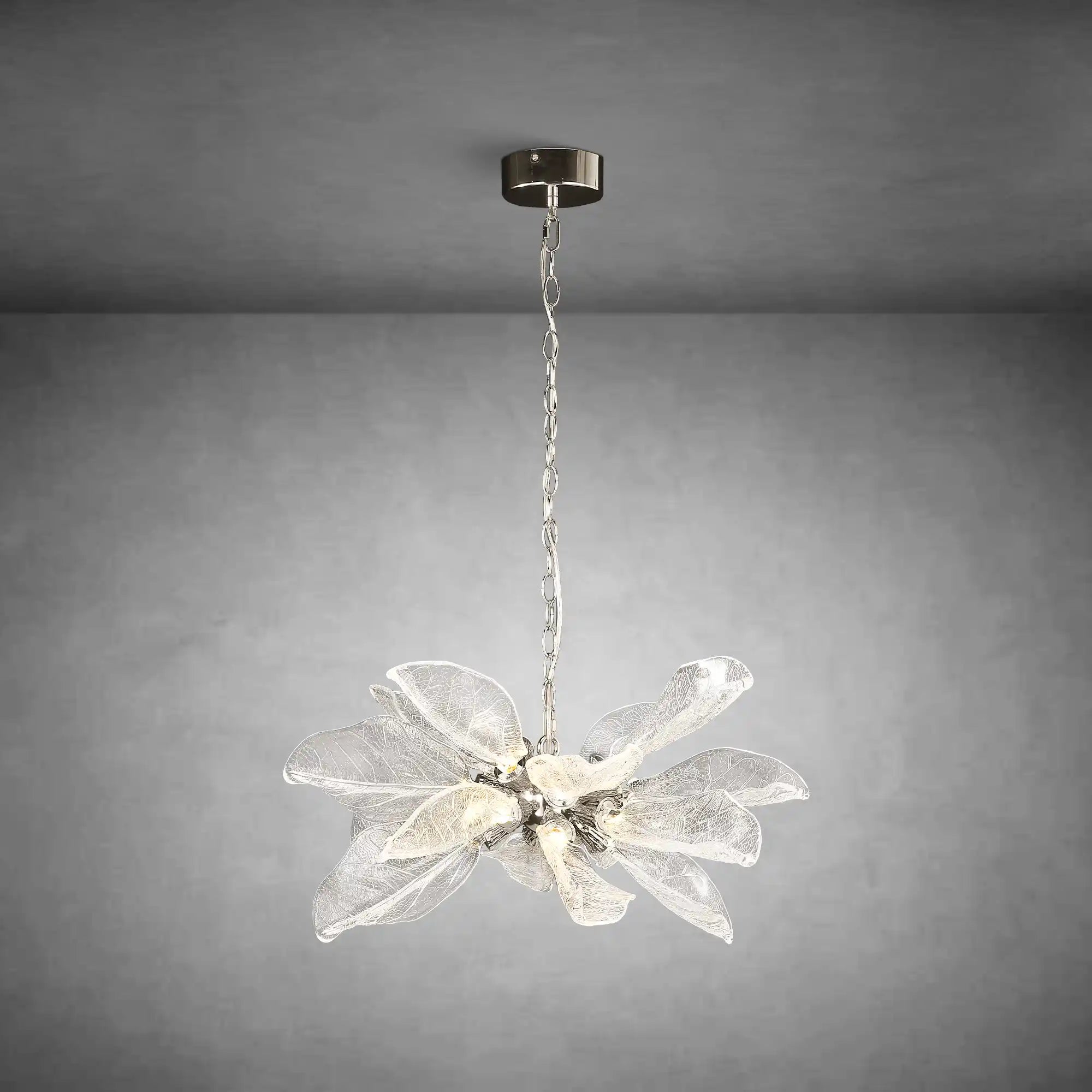 Modern Silver Leaf Chandelier D23 LED Dimmer Adjustable