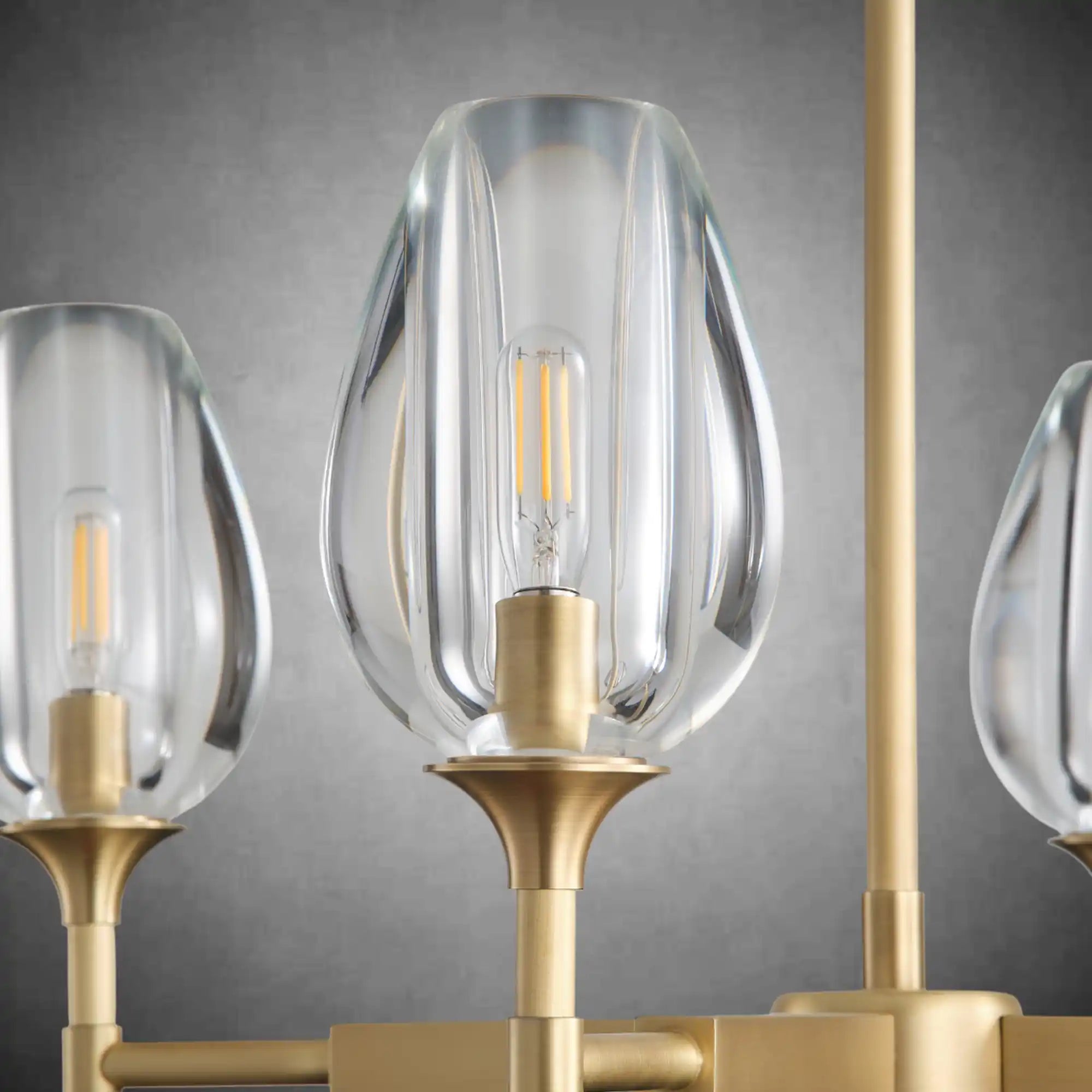 Gold 4-Light Farmhouse Chandelier with Crystal Shades for Dining Room