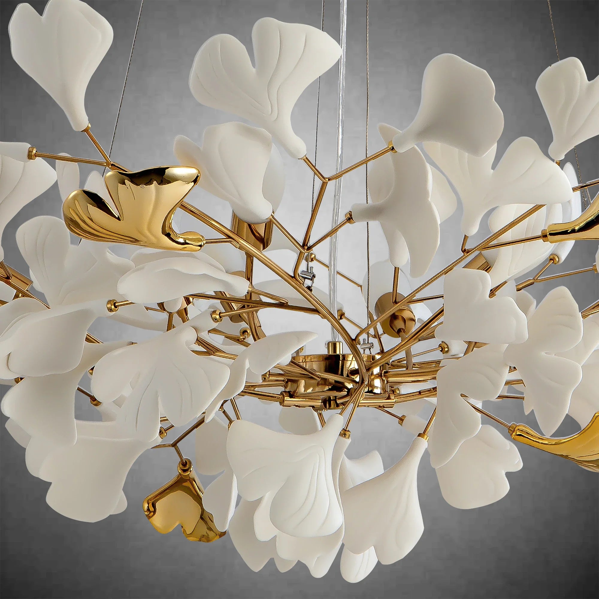 Branch Chandelier White Ceramic Ginkgo Leaf Chandeliers