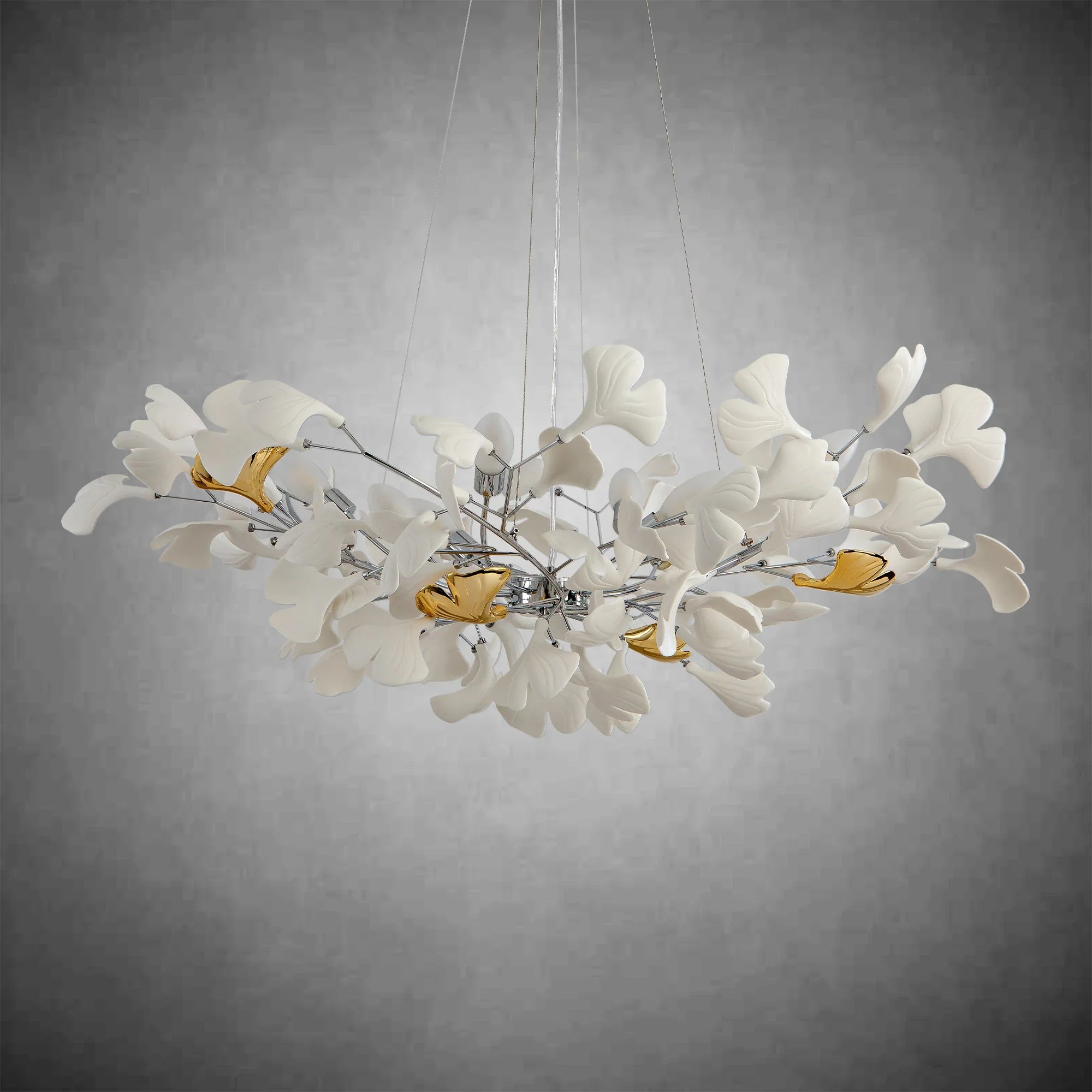Branch Chandelier White Ceramic Ginkgo Leaf Chandeliers