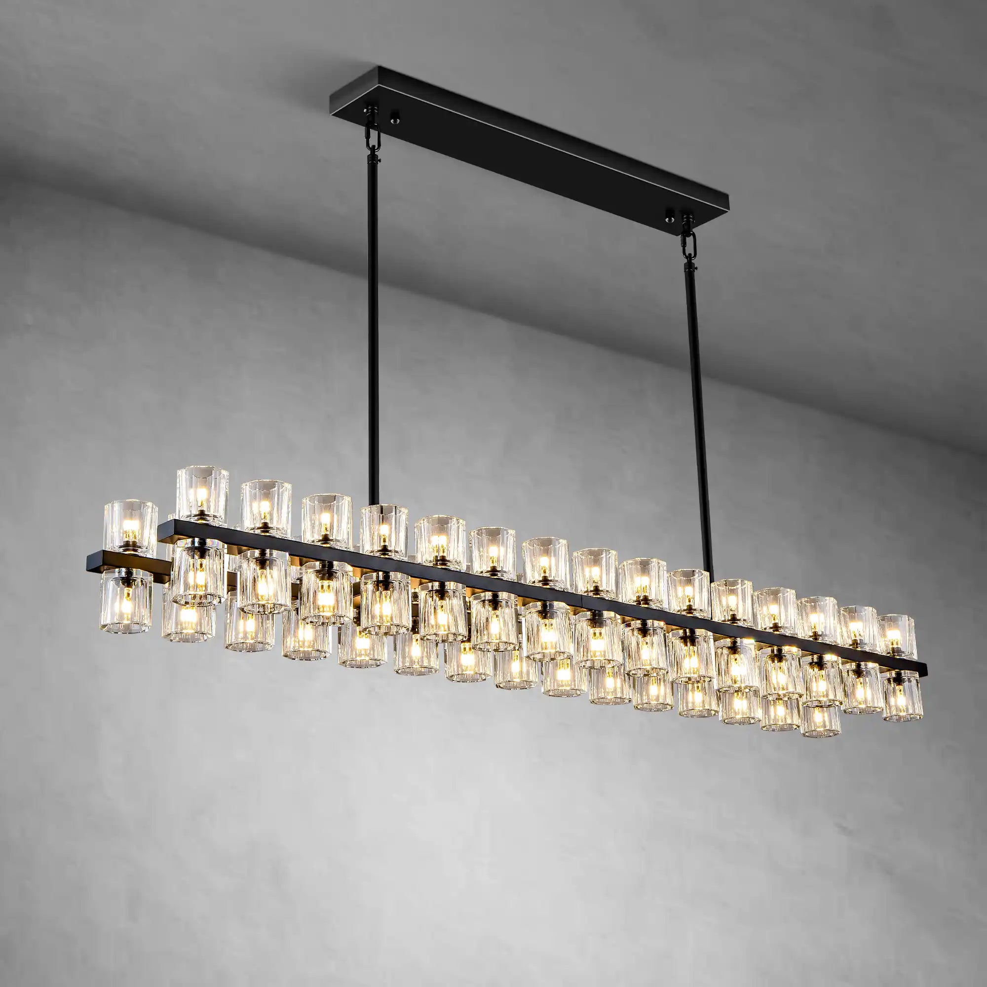 Modern 72" Rectangle K9 Crystal Chandelier for Dining Room