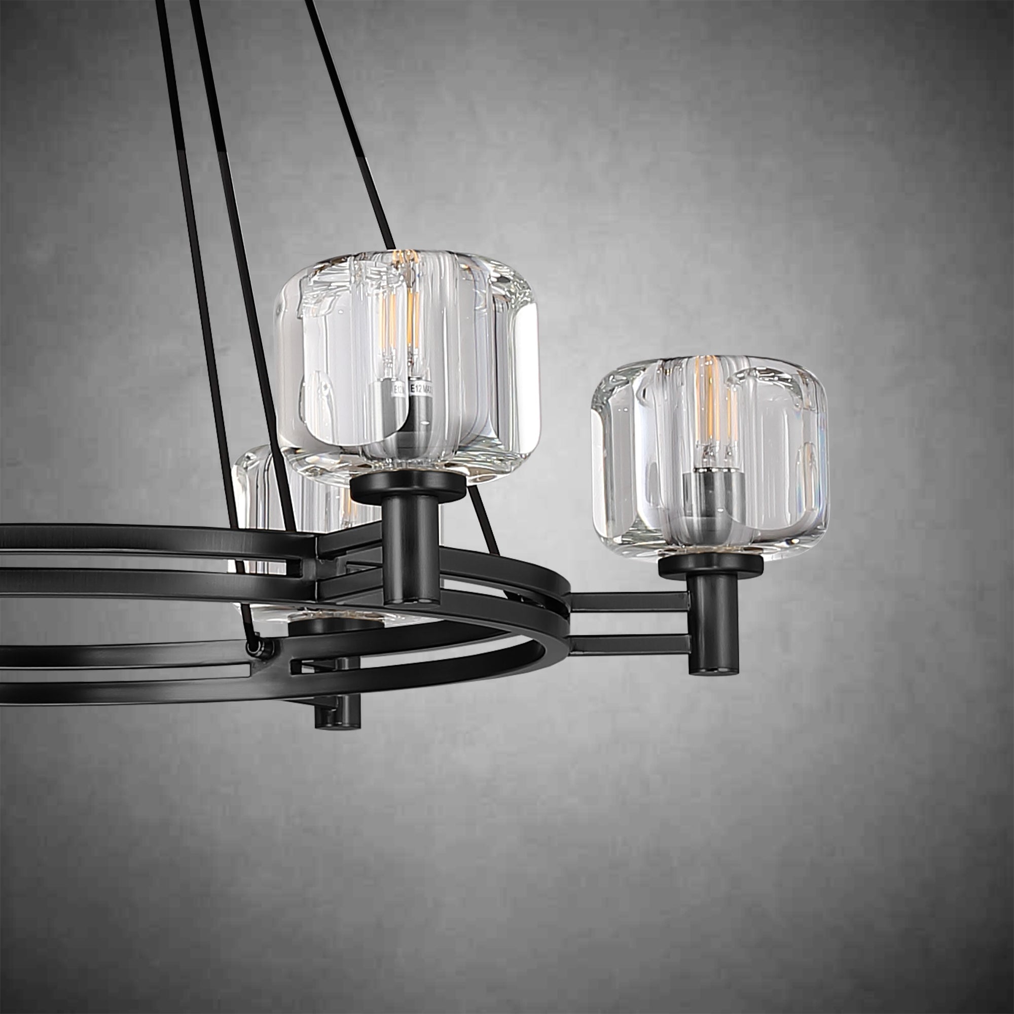 Black Round Crystal Chandelier, 36" K9 Crystal Chandeliers for Dining Room