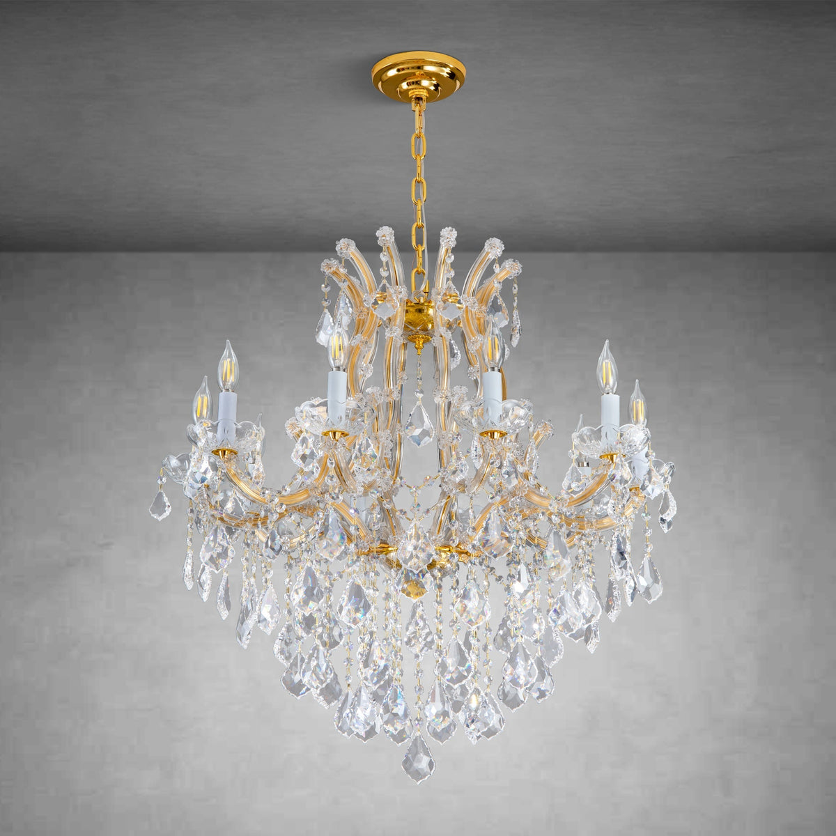 Modern Crystal Chandeliers, Gold Candle Chandelier -Luxury Chandelier Lighting Fixtures for Dining Room