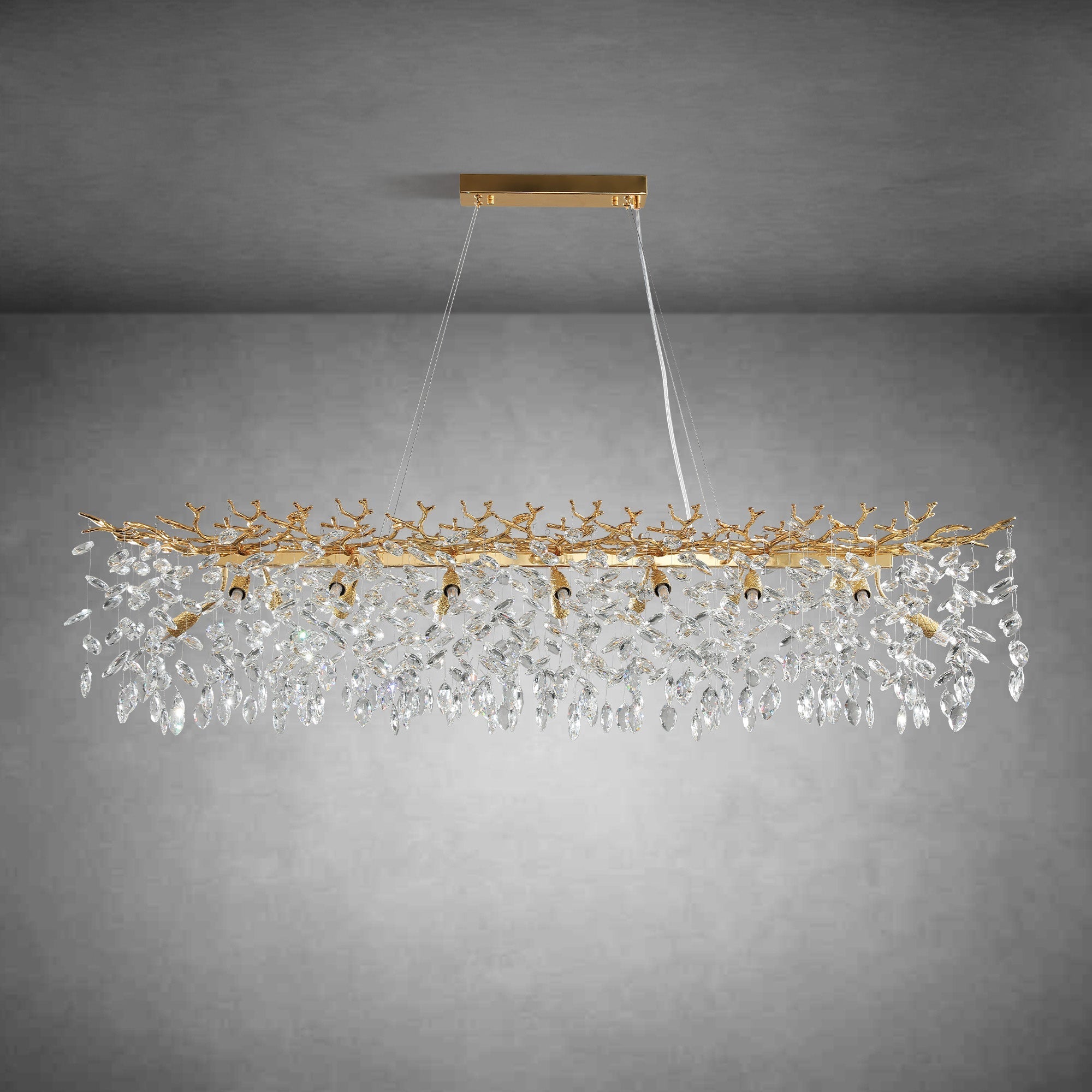 Modern Gold Tree Branch Crystal Chandelier
