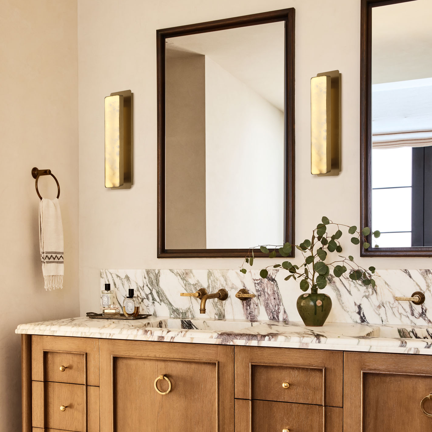 Alabaster Rectangle Wall Sconces 20"