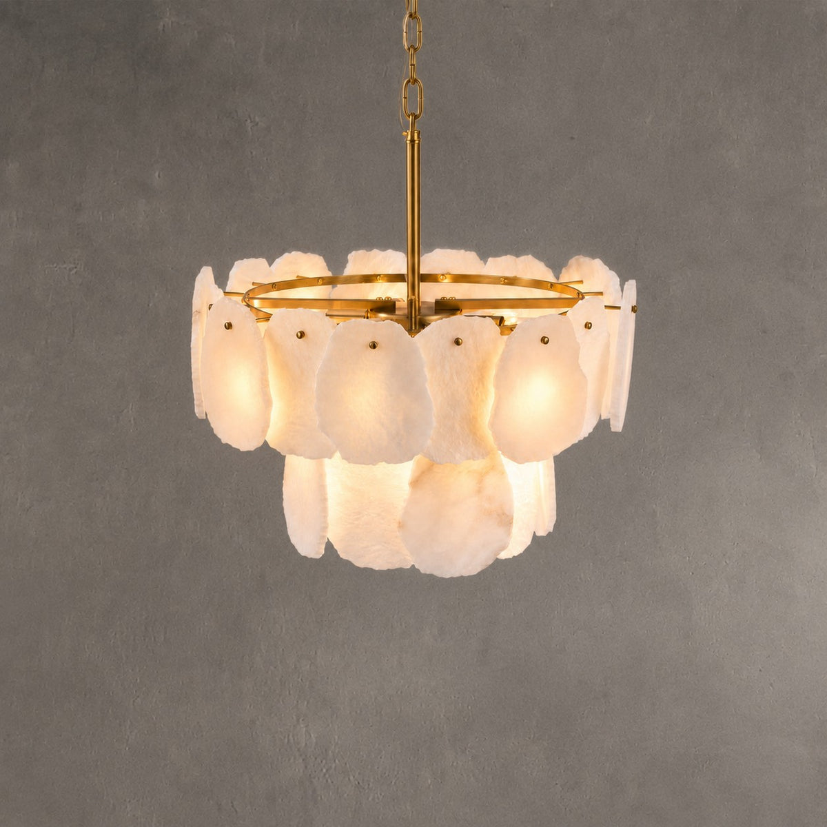 Alabaster Block Round Pendant D600 - Copper