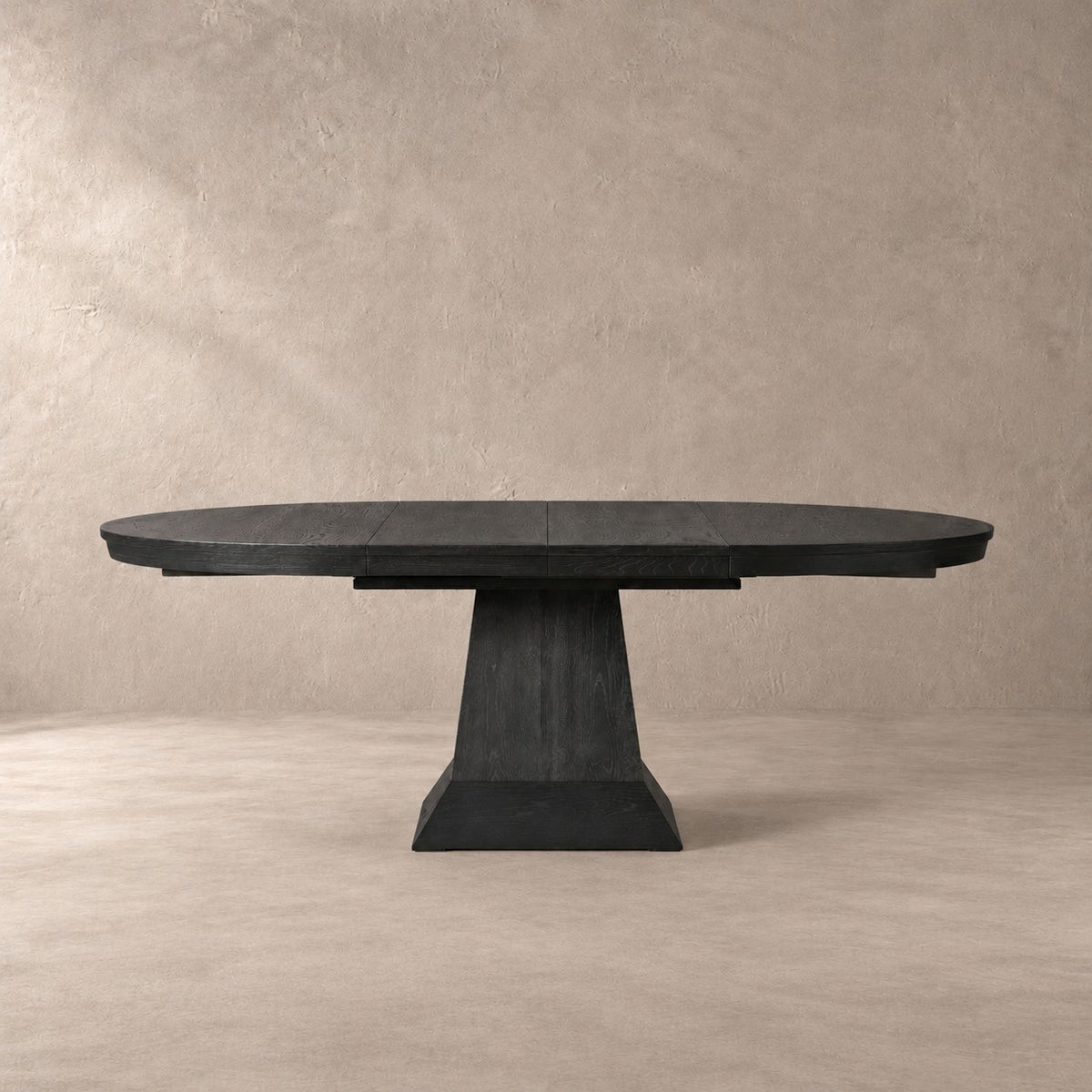 Expandable Round Oak Dining Table with Leaves