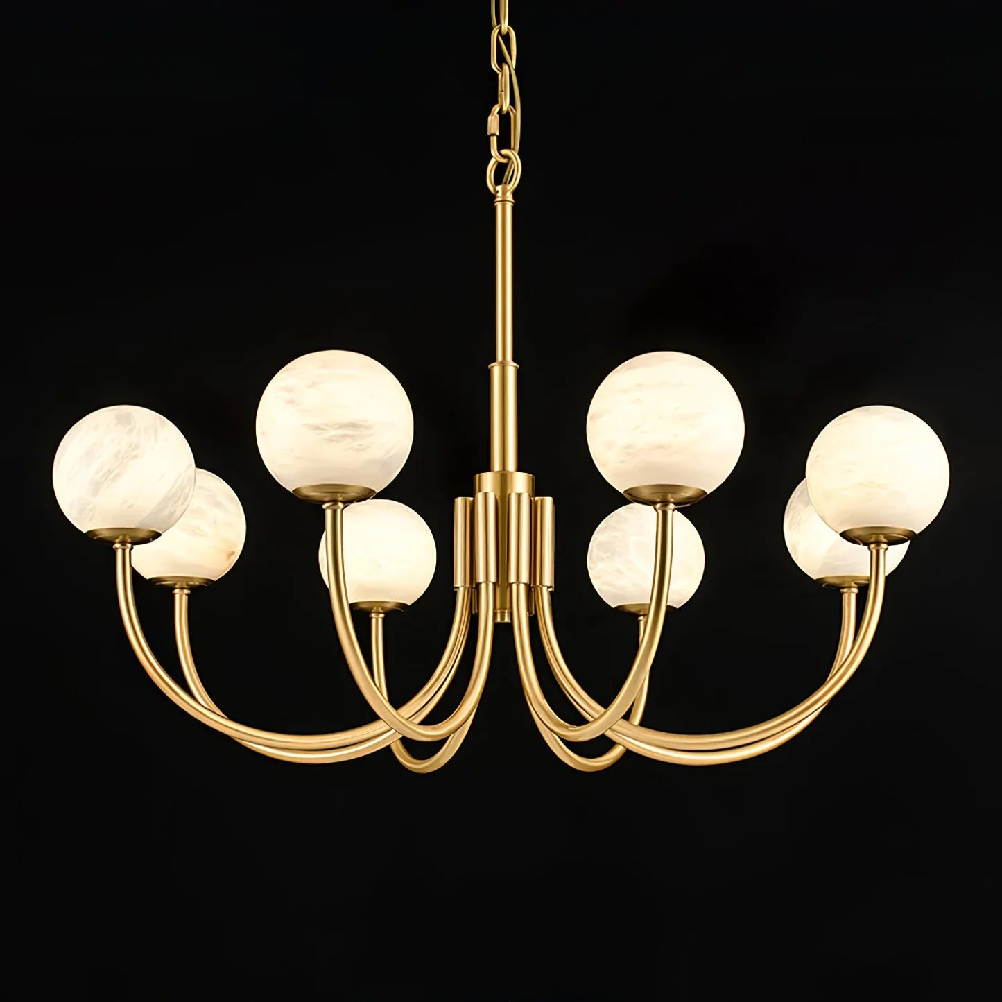Alabaster Brass Chandelier 25.6" 31.5"