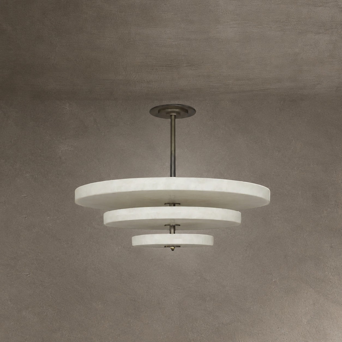 Alabaster Bronze & White LED Chandelier – Elegant 33‑Inch