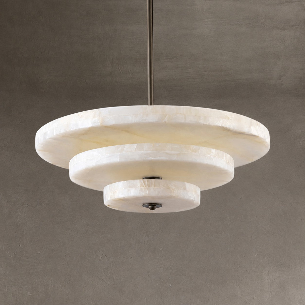 Alabaster Bronze & White LED Chandelier – Elegant 33‑Inch