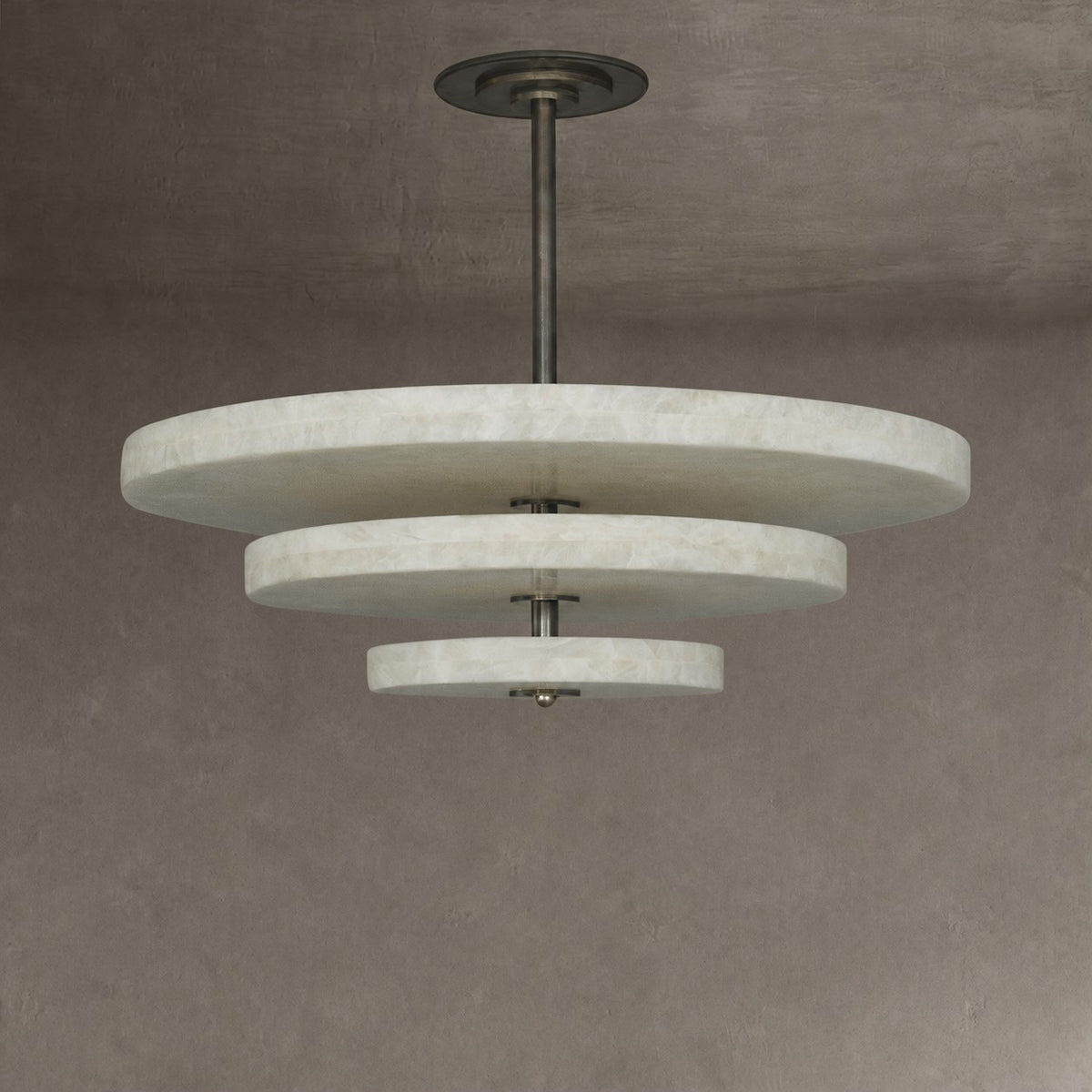 Alabaster Bronze & White LED Chandelier – Elegant 33‑Inch