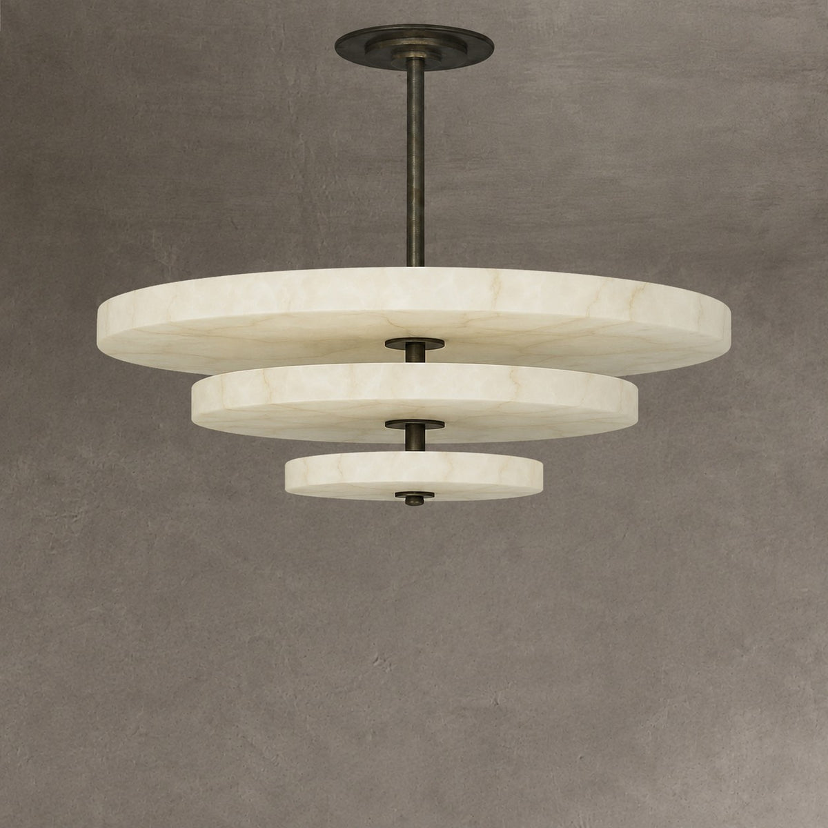 Alabaster Bronze & White LED Chandelier – Elegant 33‑Inch