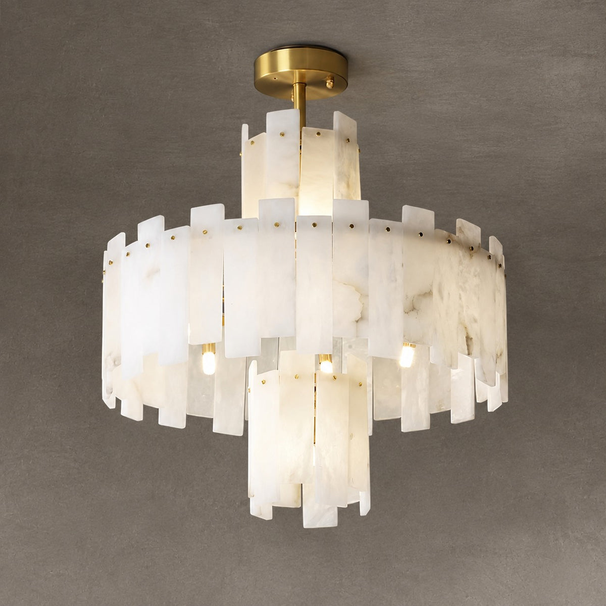 Alabaster Chandelier – Elegant Brass & White Alabaster Light Fixture