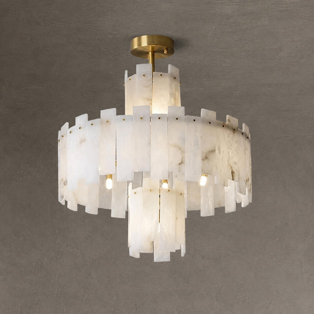 Alabaster Chandelier – Elegant Brass & White Alabaster Light Fixture