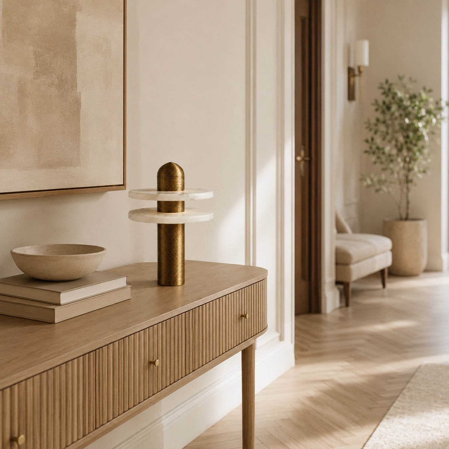 Alabaster Disc Table Lamp