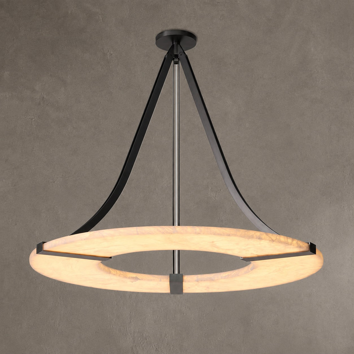 Alabaster Halo Pendant Light – Black & White LED Chandelier