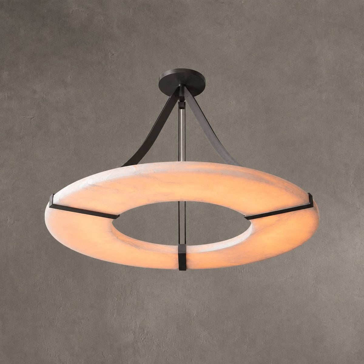 Alabaster Halo Pendant Light – Black & White LED Chandelier