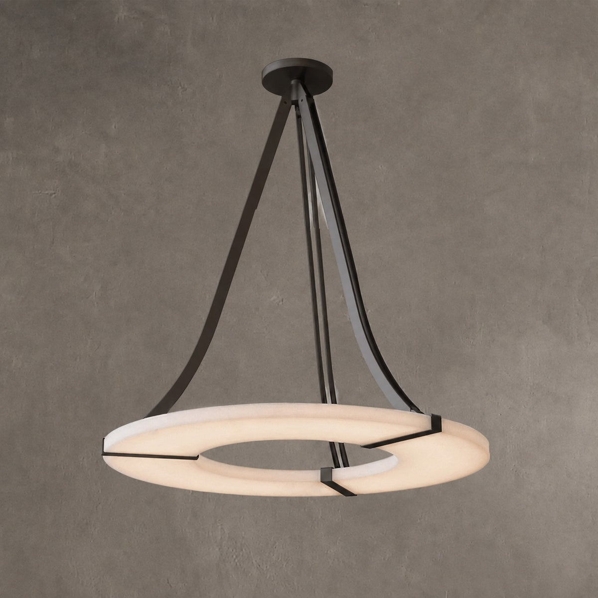 Alabaster Halo Pendant Light – Black & White LED Chandelier