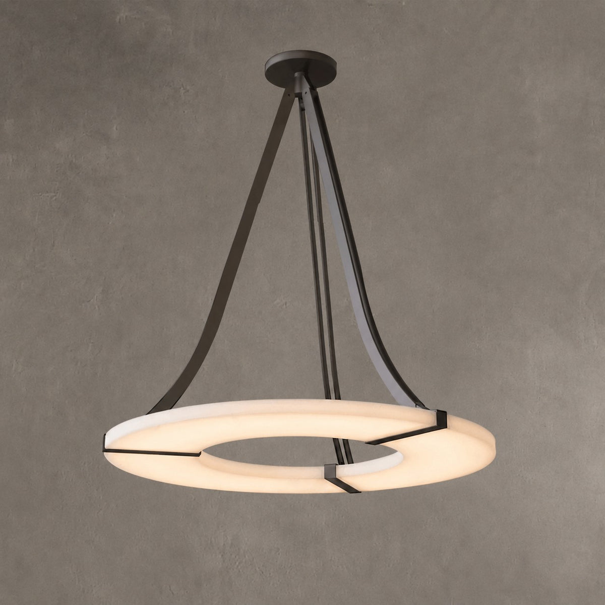 Alabaster Halo Pendant Light – Black & White LED Chandelier