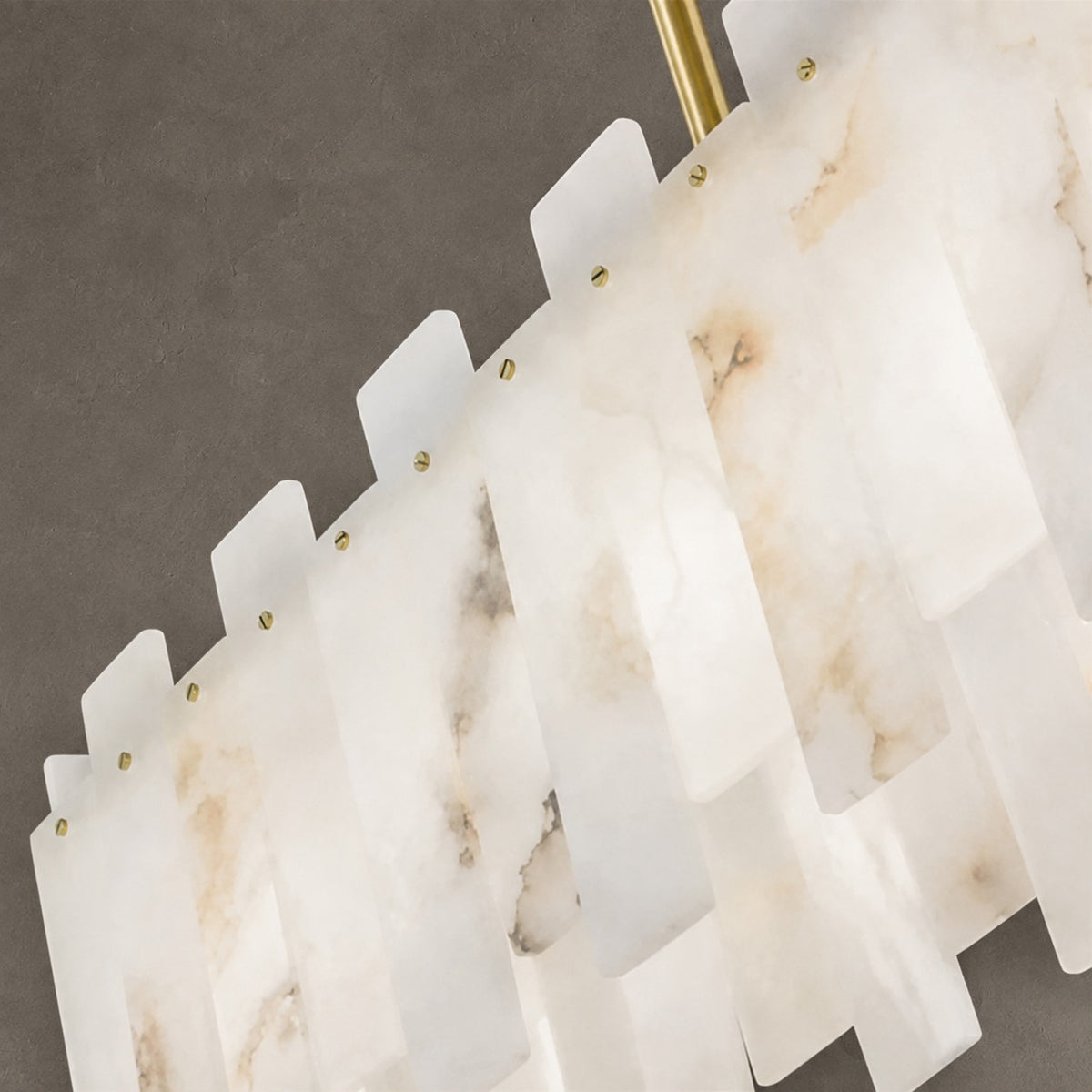 Alabaster Linear Dentate Chandelier 39"