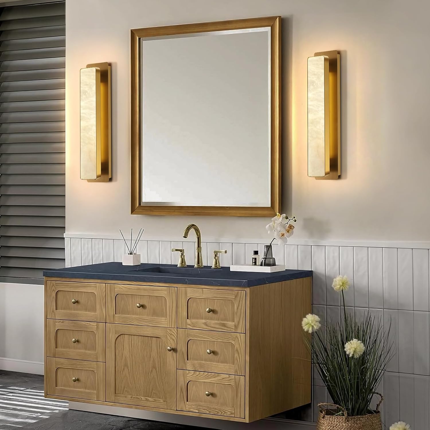 Alabaster Rectangle Wall Sconces 20" - view 16