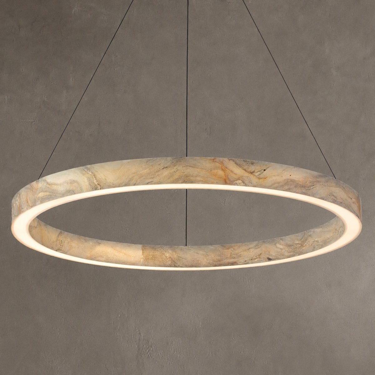 Alabaster StoneGlow Round Chandelier