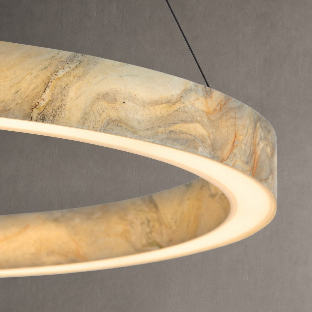 Alabaster StoneGlow Round Chandelier