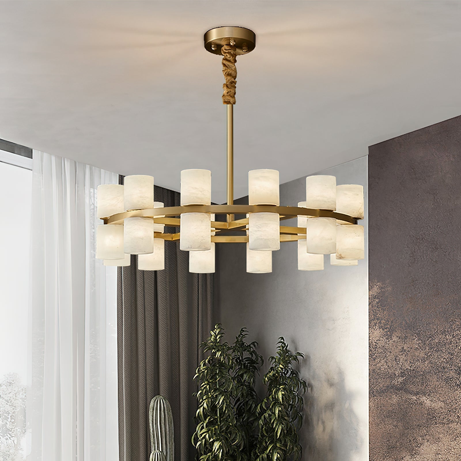 Alabaster Tiered Ring Chandelier