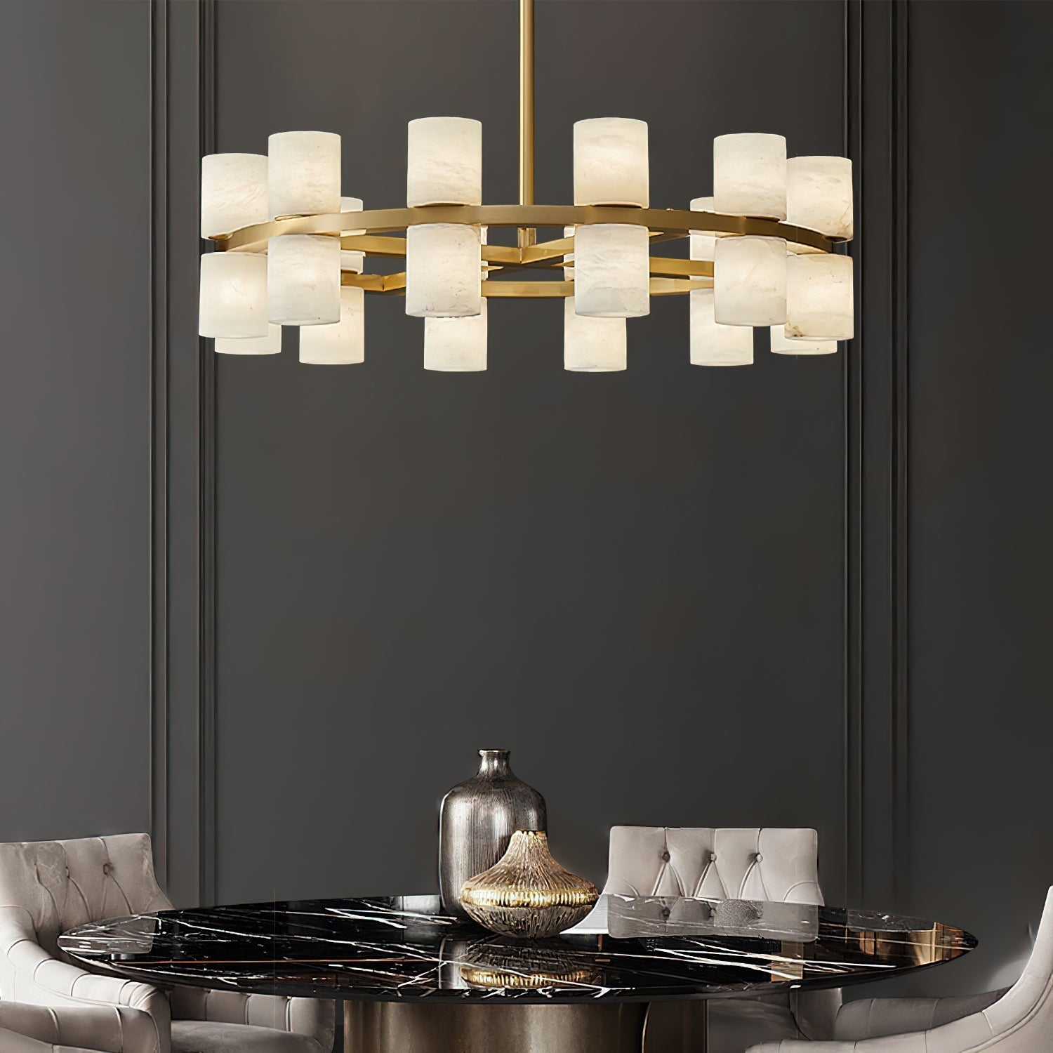 Alabaster Tiered Ring Chandelier - view 4