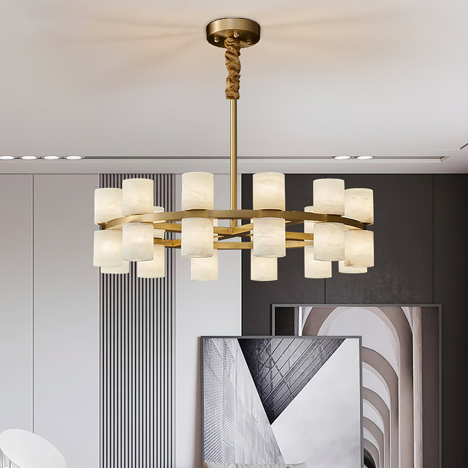 Alabaster Tiered Ring Chandelier - view 6